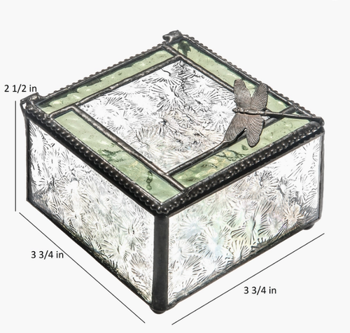 Florentine Glass Box with Dragonfly Accent - Zero Point Crystals