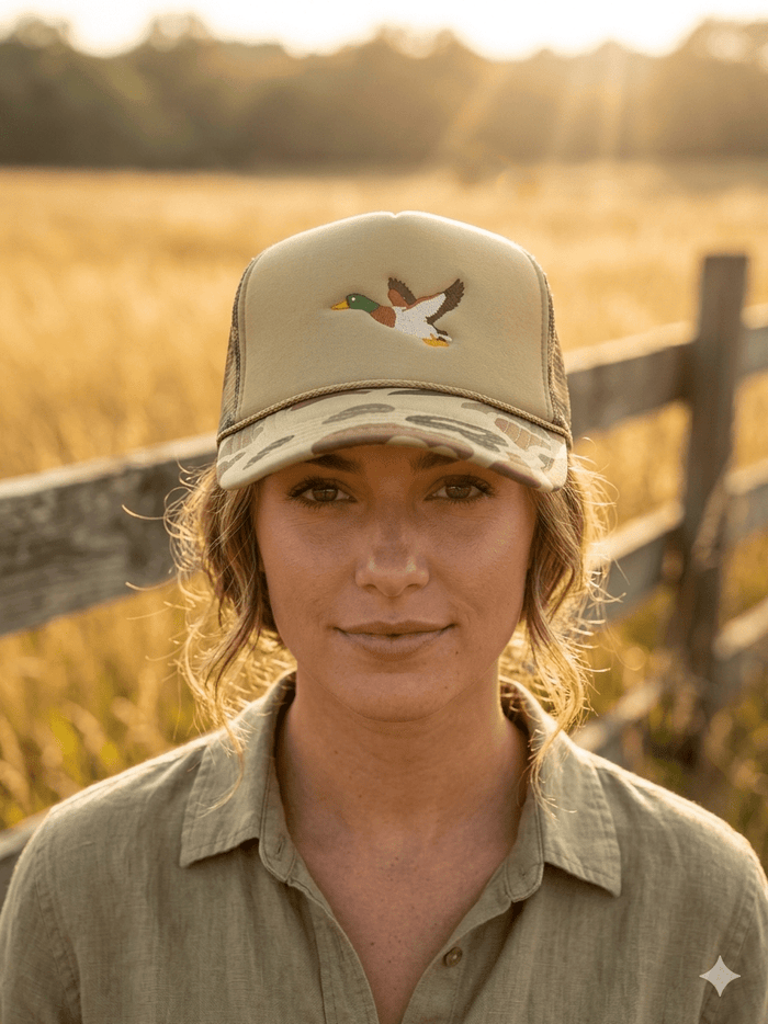 Flying Mallard Camo Embroidered Trucker Hat