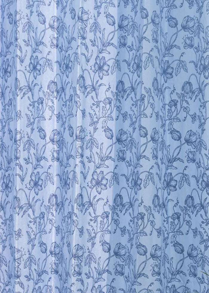 French Farmhouse 100% cotton floral curtain for living room - Room darkening - Blue - Single Piece