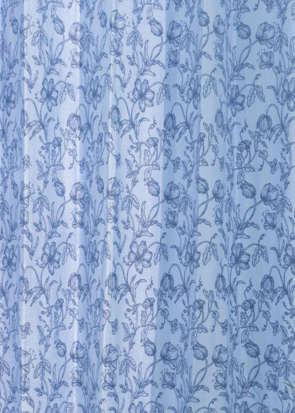 French Farmhouse 100% cotton floral curtain for living room - Room darkening - Blue - Single Piece