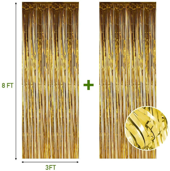 Jenn & Co. Party Gold Fringe Curtain Backdrop (OPTIONS)