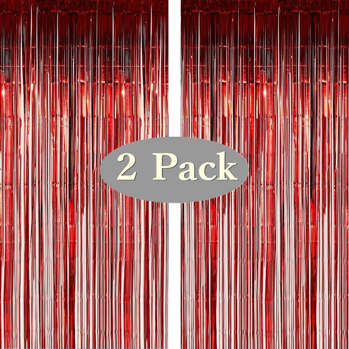 Jenn & Co. Party Red Fringe Curtain Backdrop (OPTIONS)
