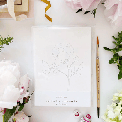 emily lex studio Garden Flowers Paintable Watercolor Notecard Set