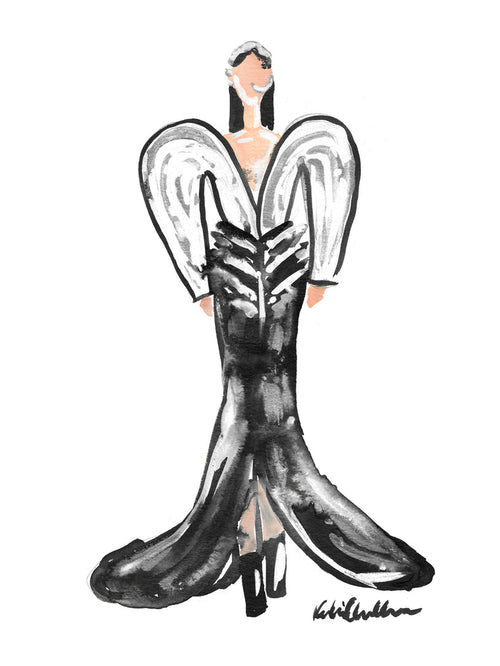 Gaultier Shoulder Girl Watercolor Painting