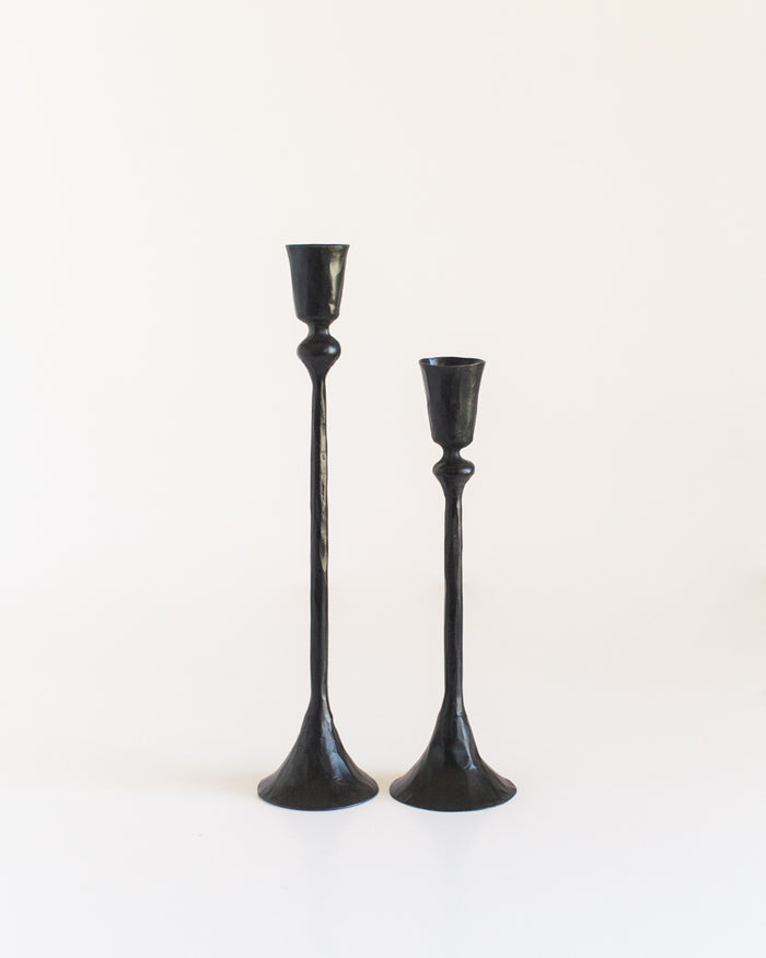 Gemini Hand-Forged Iron Candle Stands | Set of 2