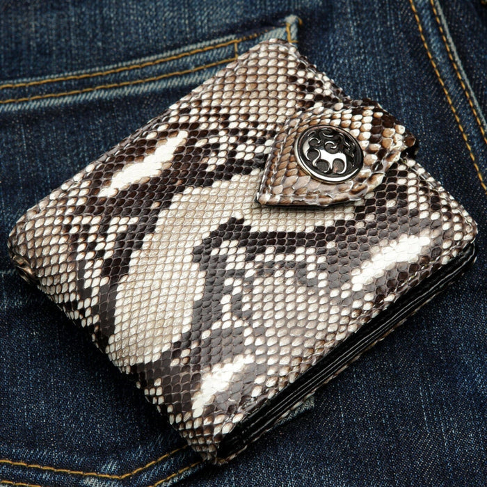 A luxury exotic leather wallet for men, made from authentic and durable cobra snakeskin.