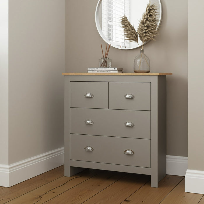 GFW Lancaster 4 Drawer Chest - Grey | First-class Style Storage