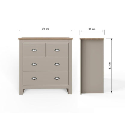 GFW Lancaster 4 Drawer Chest - Grey | First-class Style Storage