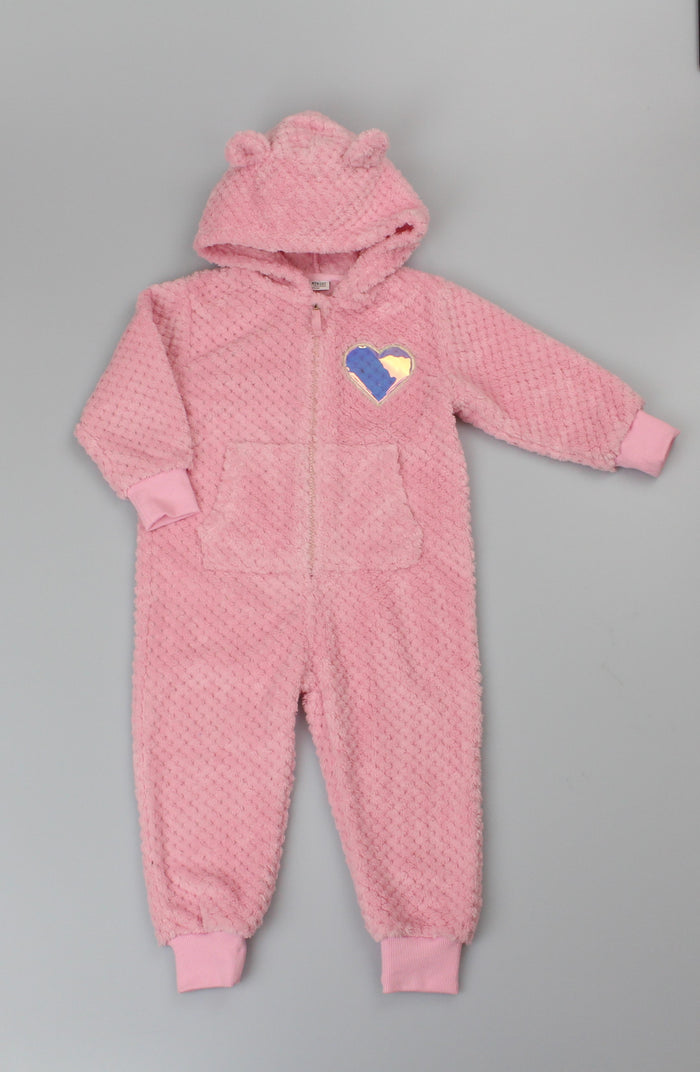 Girls Fleece Onesie - Heart (PK6) (2-6yrs) F42460