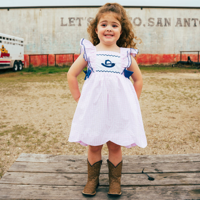 GIRLS PINK GINGHAM DRESS