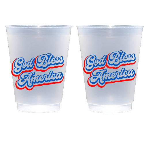 Two Funny Girls July 4th/Patriotic- God Bless America Frost Cup (10 ct bag)