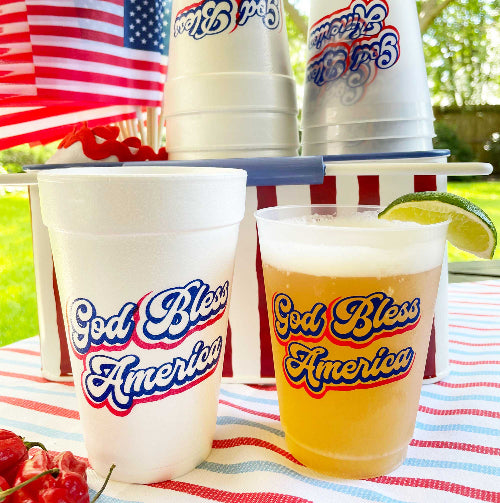 Two Funny Girls July 4th/Patriotic- God Bless America Frost Cup (10 ct bag)