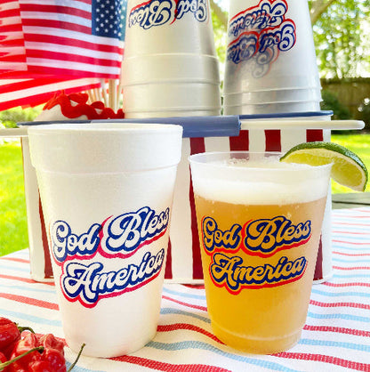 Two Funny Girls July 4th/Patriotic- God Bless America Frost Cup (10 ct bag)