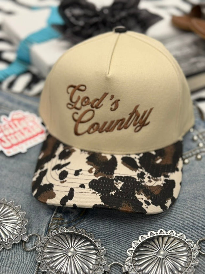 God's Country Cowprint Embroidered Trucker Hat