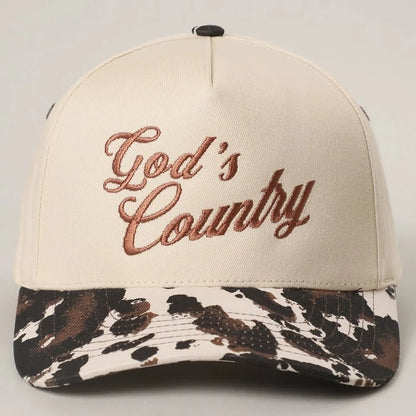God's Country Cowprint Embroidered Trucker Hat