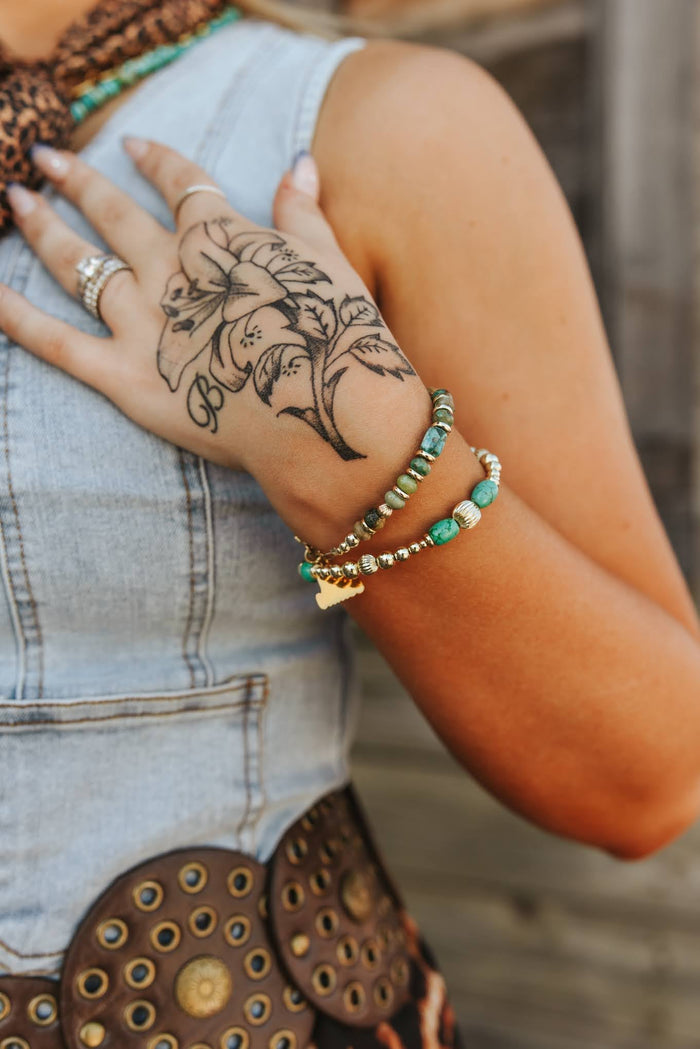 Gold Desert Turquoise Beaded Bracelet
