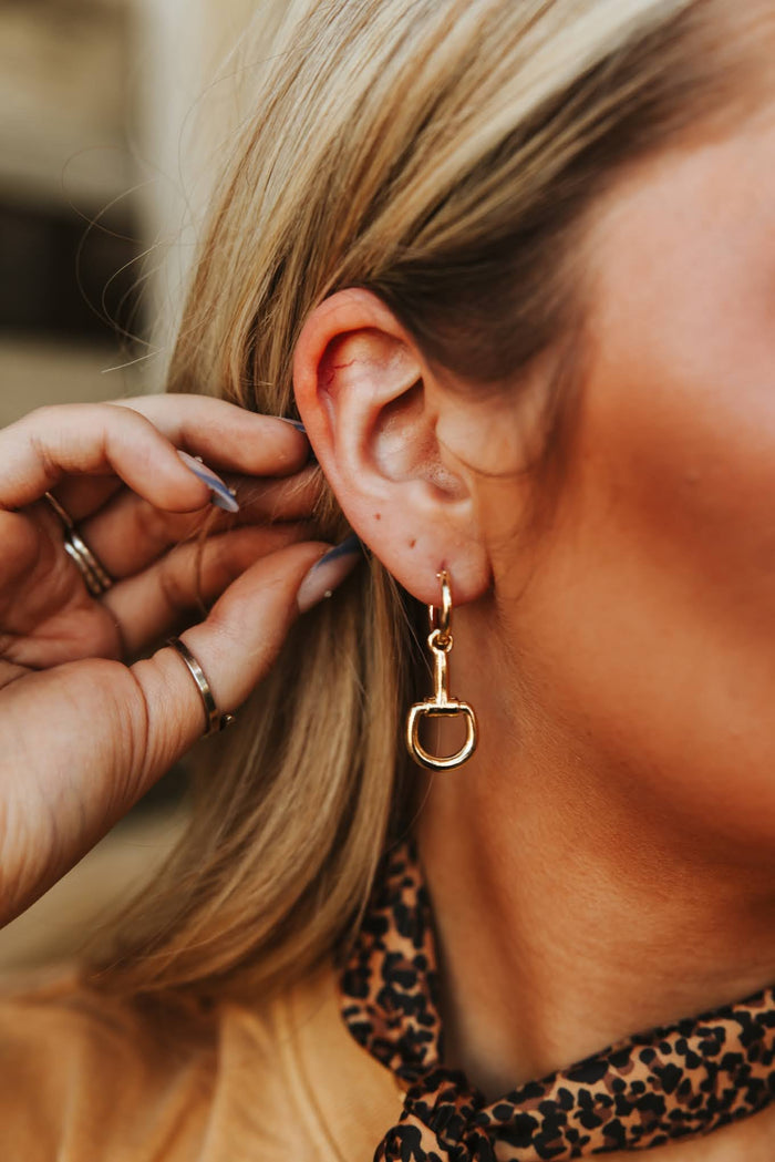 Gold Snaffle Bit Dangle Earrings
