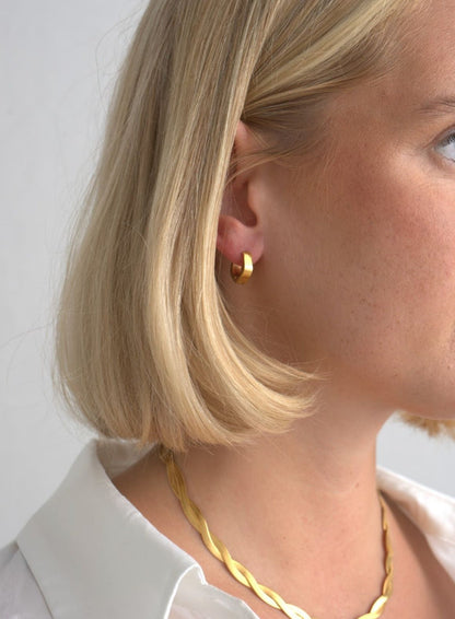 Gold Waterproof Angle Hoop Earrings