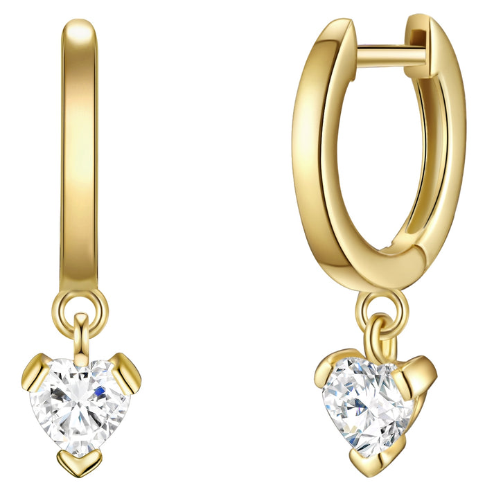 Goldene Creolen mit Zirkonia in Herzform