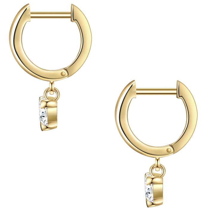 Goldene Creolen mit Zirkonia in Herzform