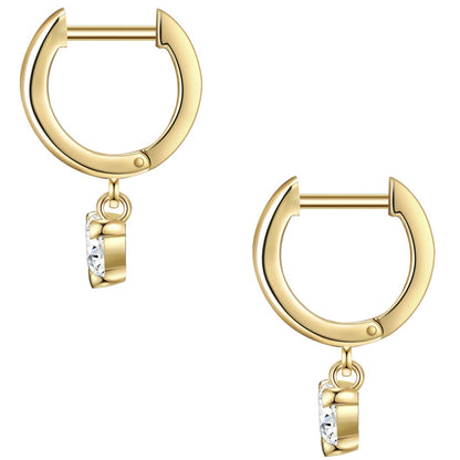 Goldene Creolen mit Zirkonia in Herzform
