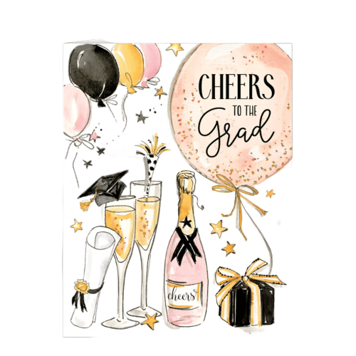Rosanne Beck Grad Balloon and Champagne Card