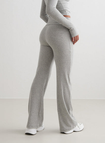 Grey Melange Ease Ribbed Pants