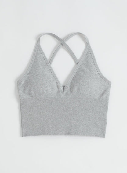 Grey Melange Shape Seamless Cross Back Bralette
