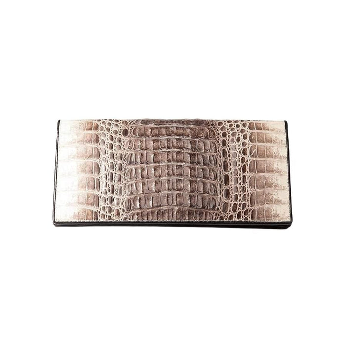 Back view of mens exotic leather wallet highlighting natural reptile skin details