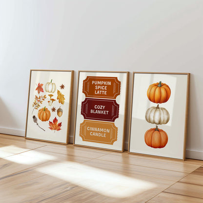 Halloween Wall Art Set of 8, Ghost Gallery Wall, Pumpkin Spice Latte Print, Spooky Cute Ghost Decor, Fall Printable, Autumn Wall Art Set