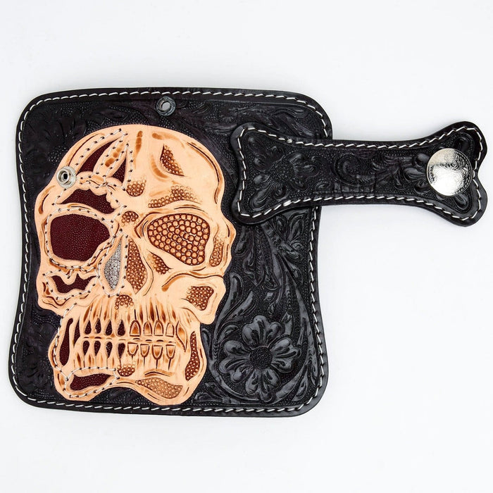 Hand Tooled Motorcycle Skull Rider Genuine Leather Biker Wallet [8]