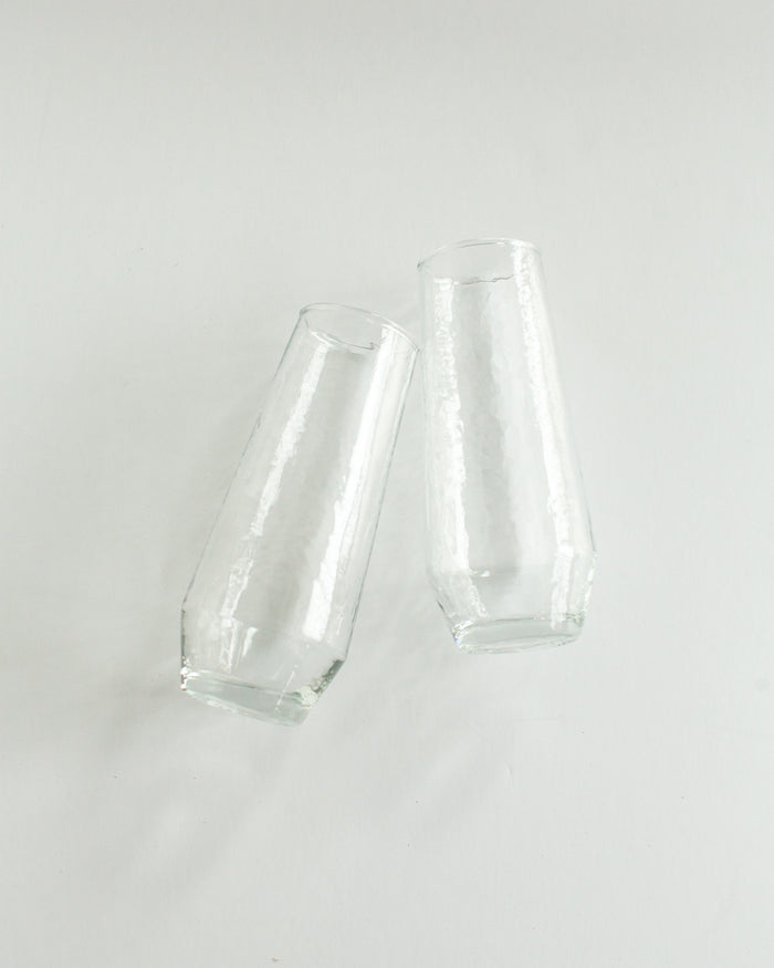 Handblown Hammered Champagne Flutes | Set of 2
