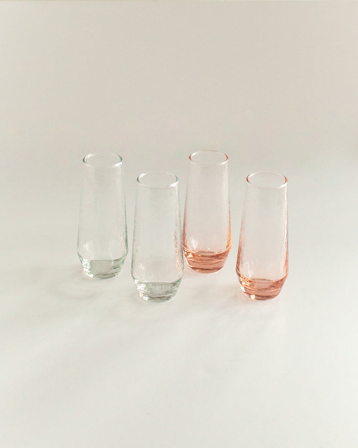 Handblown Hammered Champagne Flutes | Set of 2
