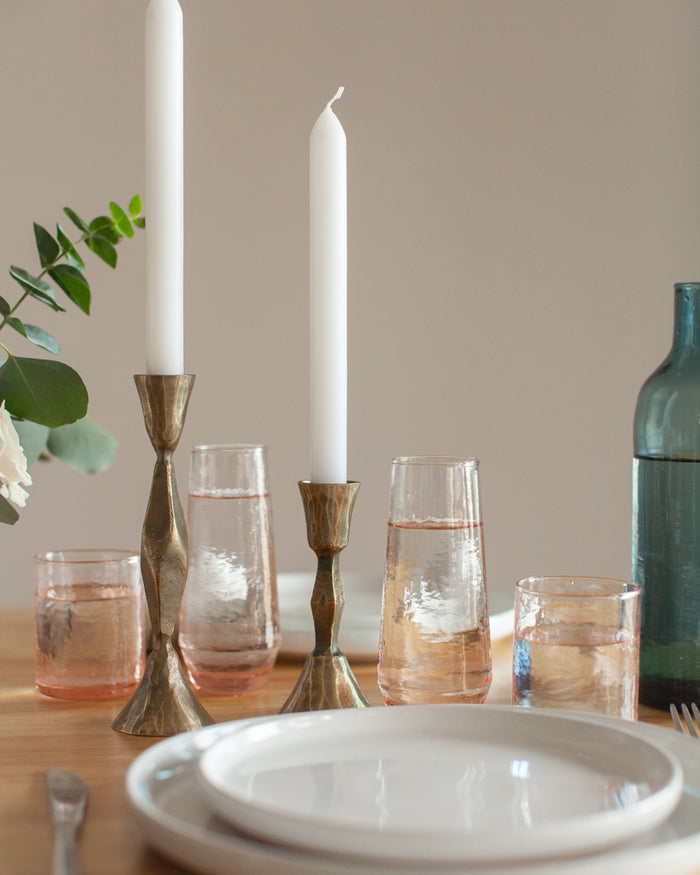 Handblown Hammered Champagne Flutes | Set of 2