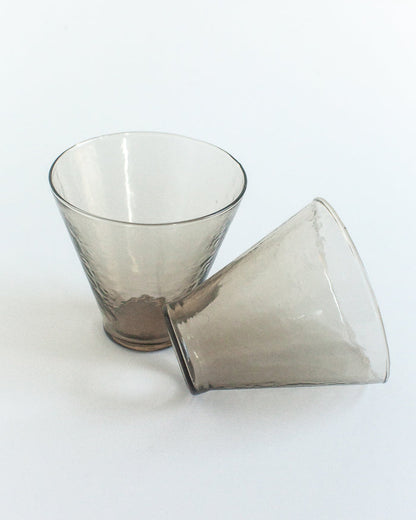 Handblown Hammered Funneled Glasses | Set of 2