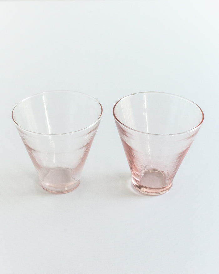 Handblown Hammered Funneled Glasses | Set of 2