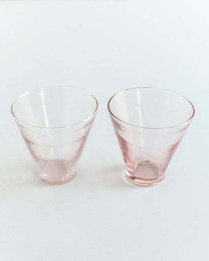 Handblown Hammered Funneled Glasses | Set of 2