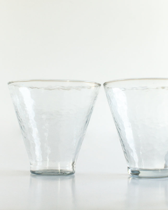 Handblown Hammered Funneled Glasses | Set of 2