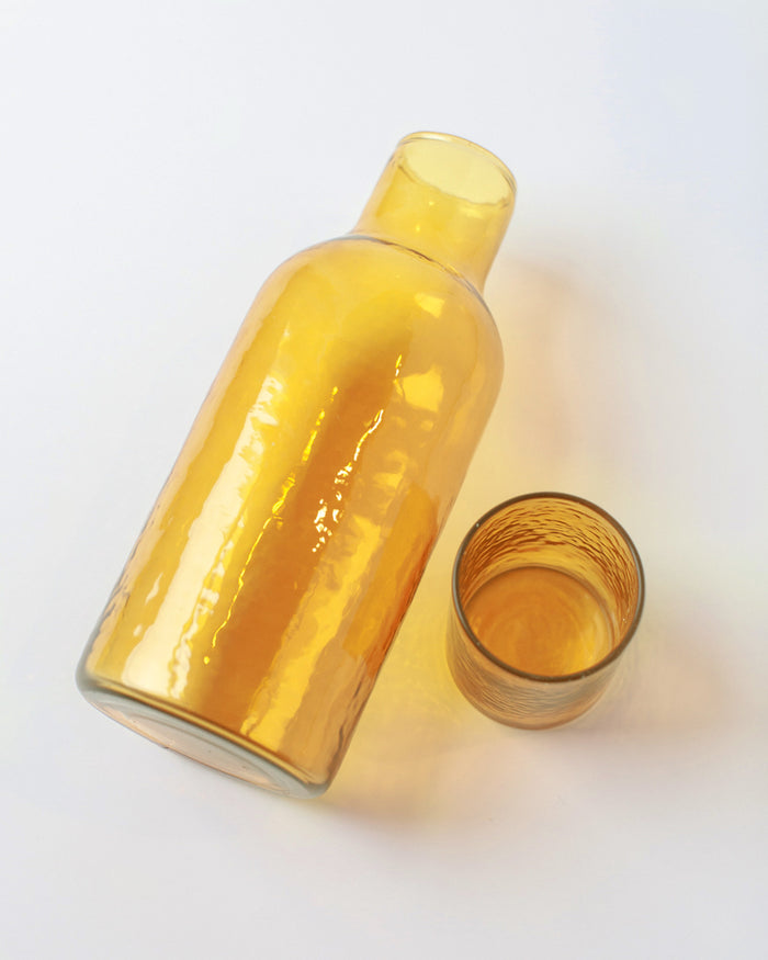 Handblown Hammered Glass Carafe