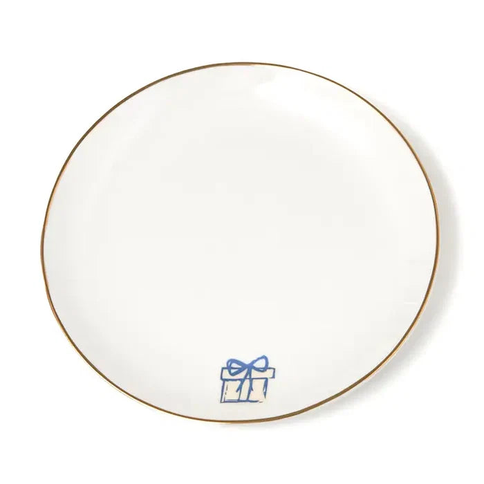 Hanukkah Appetizer Plates with Gold rim, Set of Four