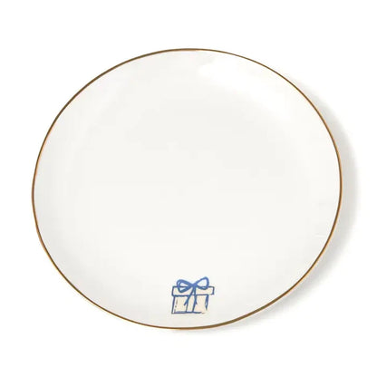 Hanukkah Appetizer Plates with Gold rim, Set of Four