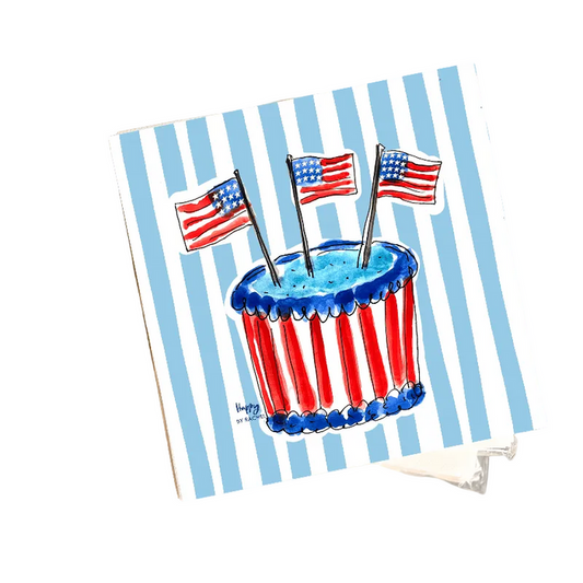Happy By Rachel, LLC America Birthday Cake and Stripes Cocktail Napkins