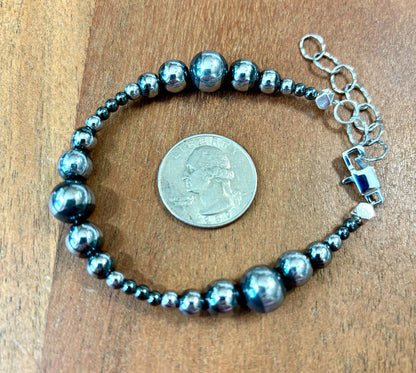 Hematite Graduated Beaded Bracelet