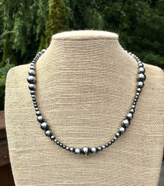 Hematite Orbit Beaded Necklace