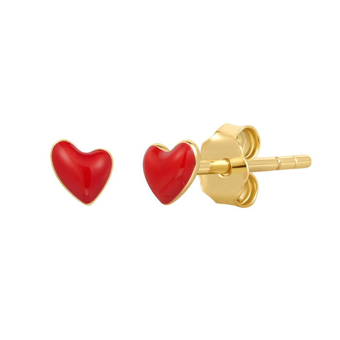 Herz Ohrstecker gold Emaille rot