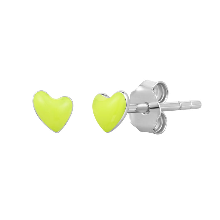 Herz Ohrstecker silber Emaille gelb
