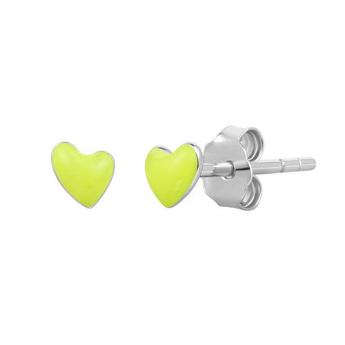 Herz Ohrstecker silber Emaille gelb