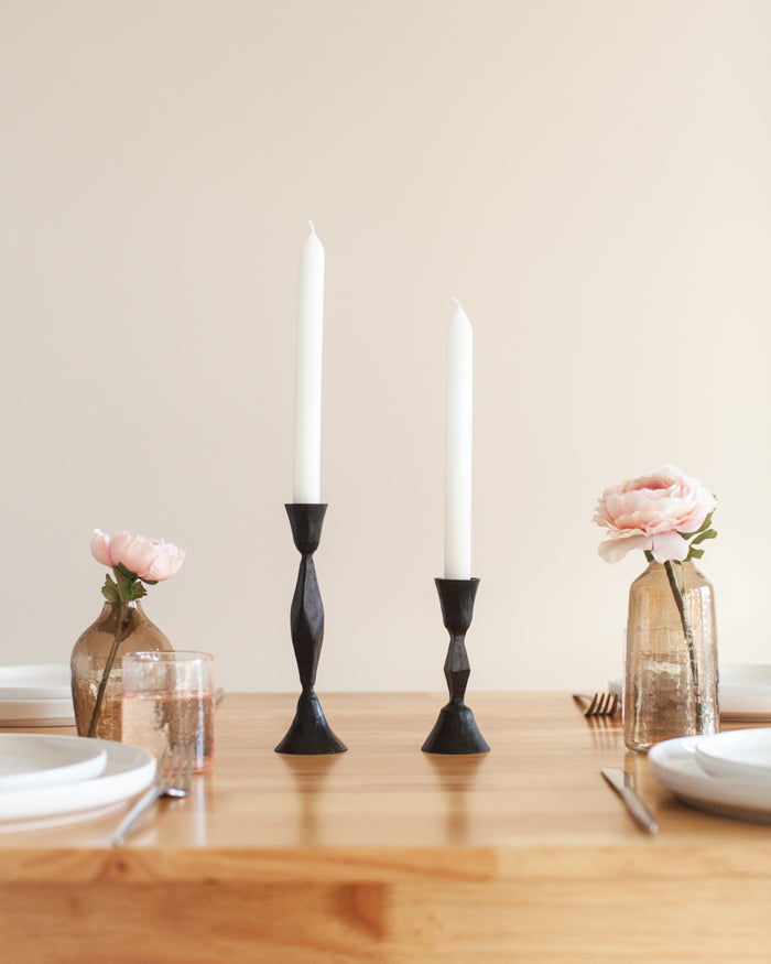 High Diamond Hand-Forged Iron Candle Stand