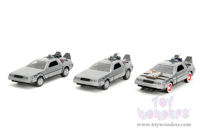 Hollywood Rides: Back To the Future - 3 Pack Time Machine 1:32 Scale Model Car