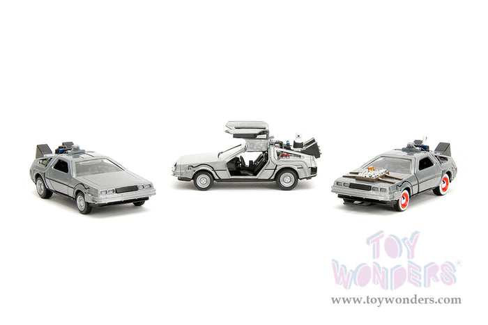 Hollywood Rides: Back To the Future - 3 Pack Time Machine 1:32 Scale Model Car